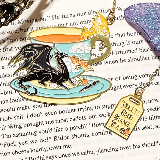 Fourth Wing Tea Cup Metal Bookmark