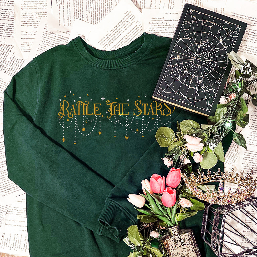 Rattle the Stars Quote Embroidered Sweatshirt - Throne of Glass Officially Licensed