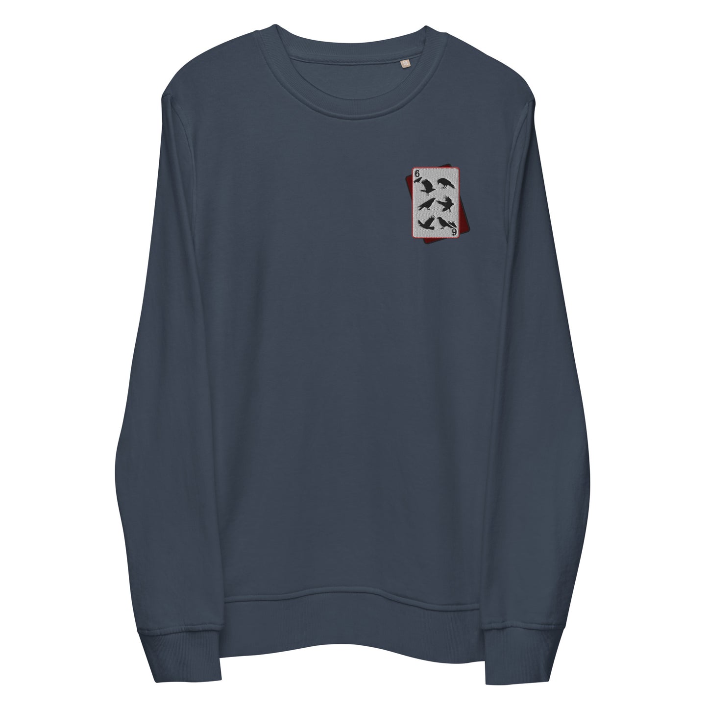 The Crow Club Unisex Organic Sweatshirt RUNS LARGE, Pictured in Navy
