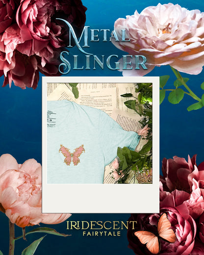 Embroidered Metal Slinger Butterfly Comfort Colors T-shirt