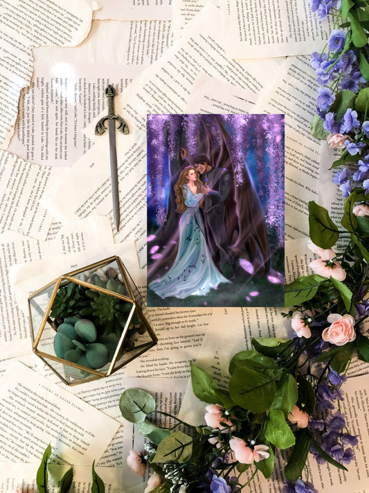 Elain and Azriel in the Night Garden A Court of Thorns and Roses 5 x 7 inch Premium Art Print