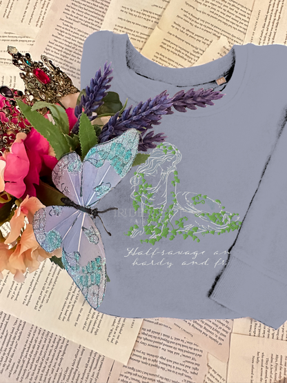 Half Savage and Free Comfort Colors Embroidered Sweatshirt  - Wuthering Heights by Emily Bronte
