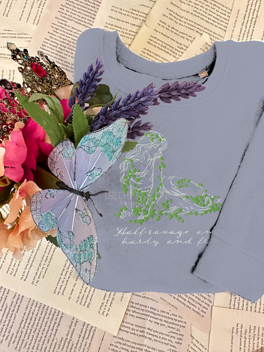 Half Savage and Free Comfort Colors Embroidered Sweatshirt  - Wuthering Heights by Emily Bronte