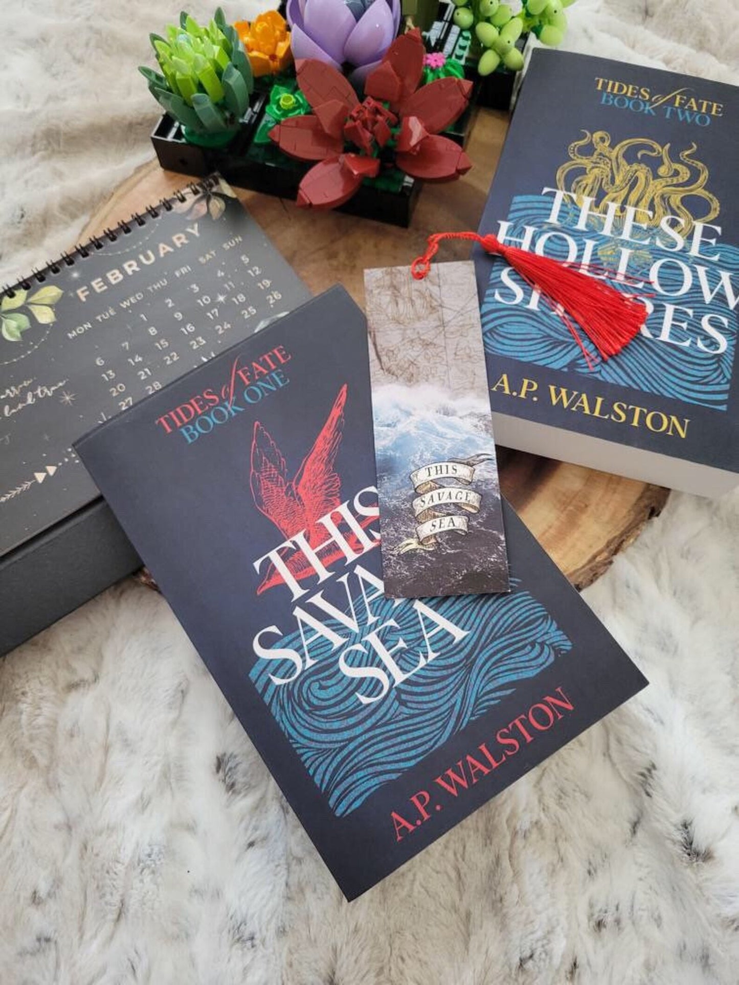 This Savage Sea Bookmark with Crimson Tassel | These Hollow Shores | AP Walston | Indepdent Author Bookmark Collection