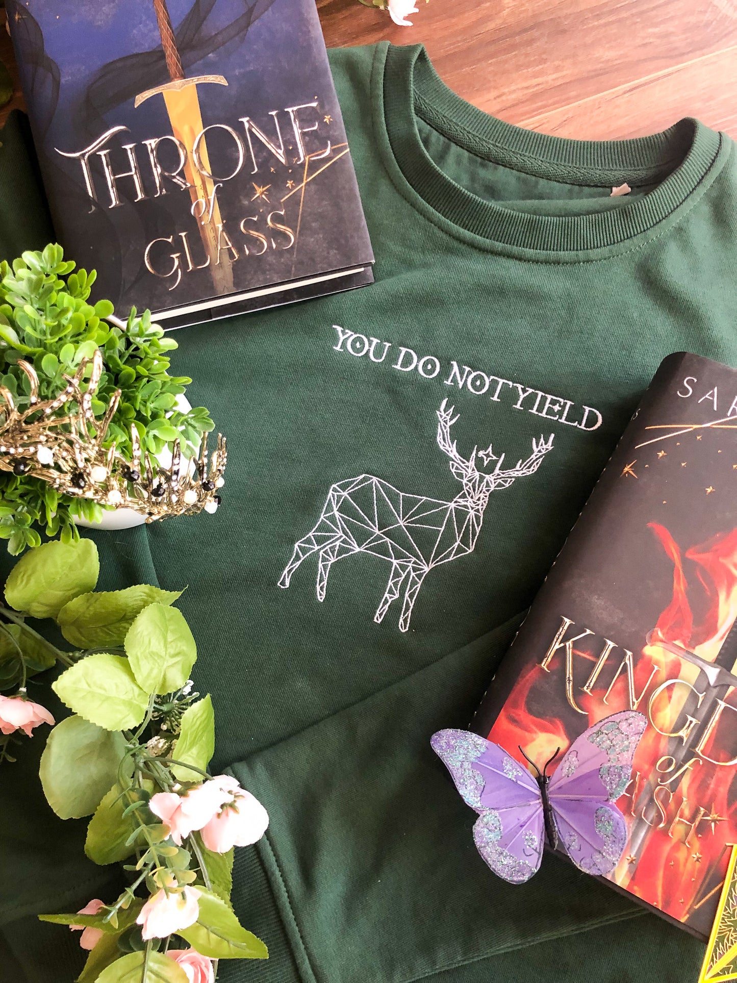 Embroidered You Do Not Yield Sweatshirt | Throne of Glass Sarah J Maas Officially Licensed | Unisex Organic Sweatshirt