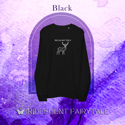 Embroidered You Do Not Yield Sweatshirt | Throne of Glass Sarah J Maas Officially Licensed | Unisex Organic Sweatshirt